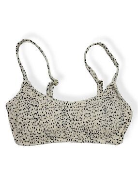 Xhilaration Smocked Cream and Black Bralette Bikini Top Small Jrs. 0-2